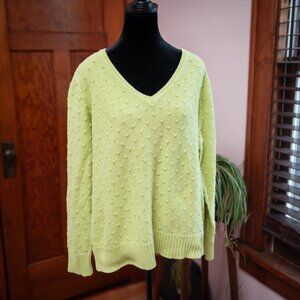 Y2K Studio Works Lime Green Dopamine Spring Sweater Cotton Popcorn Plus Size 3XL